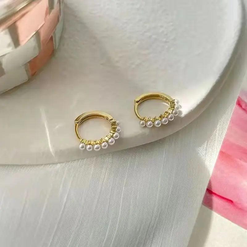 Pearl Hoop Earrings for Women's Sweet Earrings