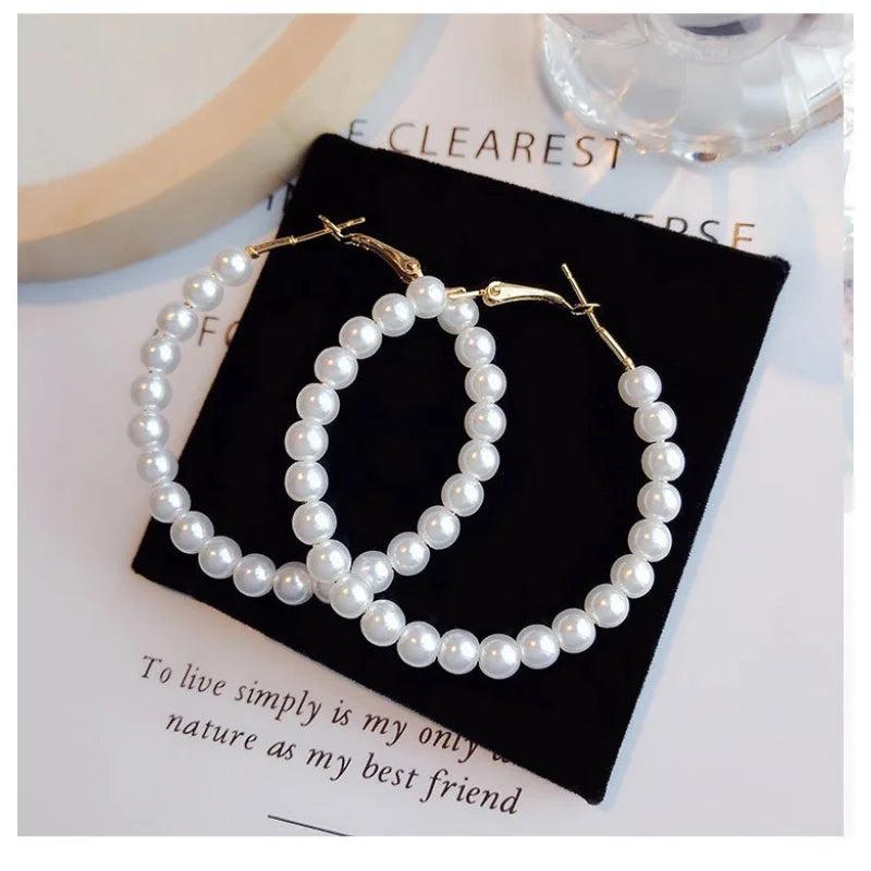 Fairy Earring Pearl Large Circle Ear Jewelry for Women