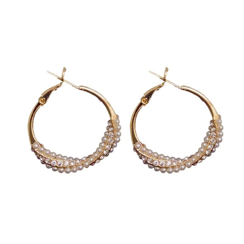 Light Temperament Pearl Zircon Earrings Female