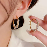 Light Temperament Pearl Zircon Earrings Female