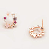 Sweet Flower Floral Earring Rhinestone Crystal Girly Heart Pearl Hoop