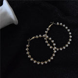 Pearl Round Circle Hoop Earrings for Women