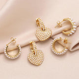 Heart-shaped Pearl Earrings Gold-plated Jewelry for Women