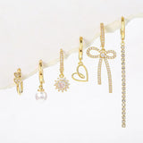 Heart Tassel Zirconia Pearl Hoop Earrings for Women