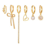 Heart Tassel Zirconia Pearl Hoop Earrings for Women