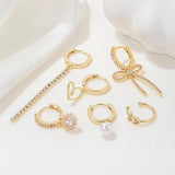 Heart Tassel Zirconia Pearl Hoop Earrings for Women