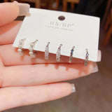 Sweet Pearl Zircon Earrings Set, Light and Elegant Style
