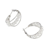 Round Pearl Earrings  Stainless Steel Statement Jewelry