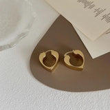 Minar Retro Metallic Hoop Earrings for Women Heart Pearl Beaded Earring