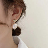 Pearl Hoop Earrings Women Fine Jewelry