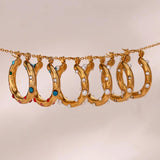 Colorful Zircon Stone Pearl Paved Hoop Earrings for Women