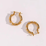 Colorful Zircon Stone Pearl Paved Hoop Earrings for Women