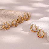 Colorful Zircon Stone Pearl Paved Hoop Earrings for Women