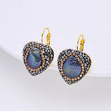 Baroque Freshwater Pearl Heart Earrings Rhinestone Hoop Jewelry Gift