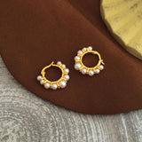 French Pearls Charms Hoop Earrings for Women Small Stylish Jewelry