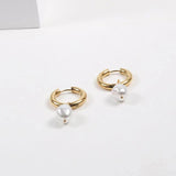 High End PVD Waterproof Pearl Drop Earring