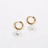 High End PVD Waterproof Pearl Drop Earring
