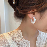 Minar Classic C Shaped Simulated Pearl Earring for Women