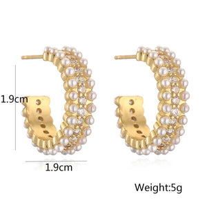 Minimalist Pearl Hoop Earrings For Women - Elegant Vintage Style