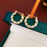 French Vintage Round Pearl Metal Earrings for Women Style Earrings