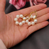 Golden Punk Earclip Earrings with Pearls Drop Vintage Stainless Steel Jewelry