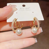 High-End Light Ring Pearl Earrings