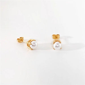 High End PVD Non Tarnish Pearl Stud Earrings
