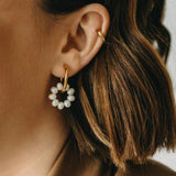 Freshwater Pearl Round Earrings Stainless Steel Hoop Earring Jewelry