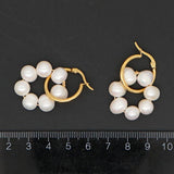 Freshwater Pearl Round Earrings Stainless Steel Hoop Earring Jewelry