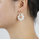 Freshwater Pearl Round Earrings Stainless Steel Hoop Earring Jewelry
