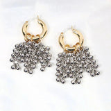 Metal Beads Hoop Earrings Two-tone Fancy Style Gift