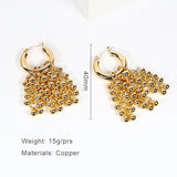 Metal Beads Hoop Earrings Two-tone Fancy Style Gift