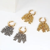 Metal Beads Hoop Earrings Two-tone Fancy Style Gift