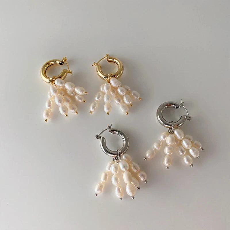 Freshwater Pearls Hoop Earrings Barque Stylish Tassel Earrings