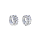 Summer Mixed Pearl CZ Stone Small Huggie Hoop Earring