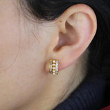 Summer Mixed Pearl CZ Stone Small Huggie Hoop Earring