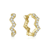 925 Silver Small Hoop Earrings Classic Circle Wave Studded