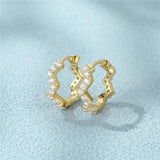 925 Silver Small Hoop Earrings Classic Circle Wave Studded