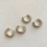 French Retro Pearls Round Hoop Earrings Dainty Rhinestone Small Earring
