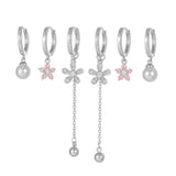 Flower Pearl Tassels Hoop Earrings for Women