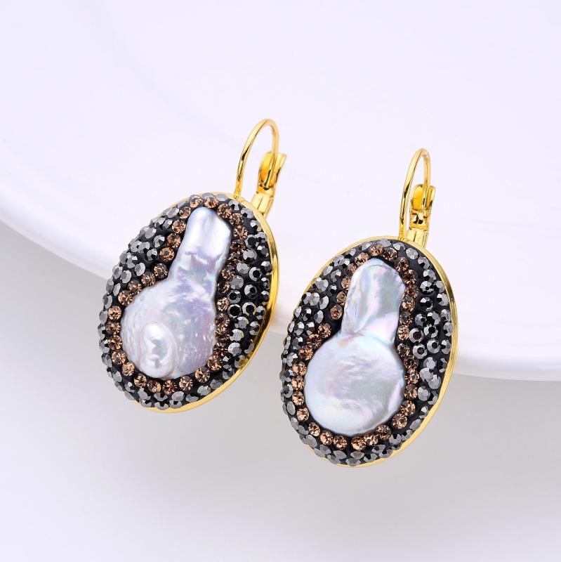 Baroque Pearl Hoop Earrings for Women Classic Natural Girls Versatile Jewelry