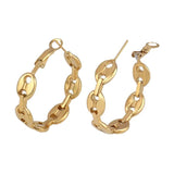 Stainless Steel Circle Chain Pearl Earrings
