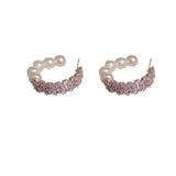 French Light Zircon Pearl C Earrings Earrings
