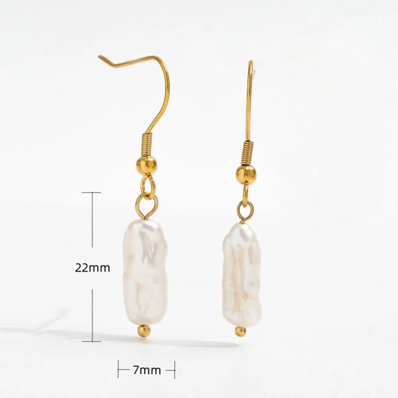 High End PVD Tarnish Pearl Dangle Hoop Earring