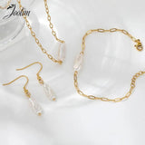 High End PVD Tarnish Pearl Dangle Hoop Earring