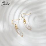High End PVD Tarnish Pearl Dangle Hoop Earring