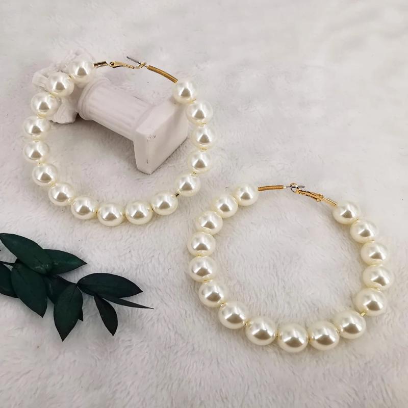 Pearl Beads Hoop Earring Europe and America for Women Girls