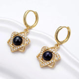 Freshwater Pearl Star Hoop Earrings Zircon Jewelry