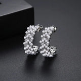 CZ Pearls Earrings High CZ Stone Hoops Graceful Exaggerated Jewelry