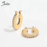 High End PVD Pearl Pave Hoop Stainless Steel Earring